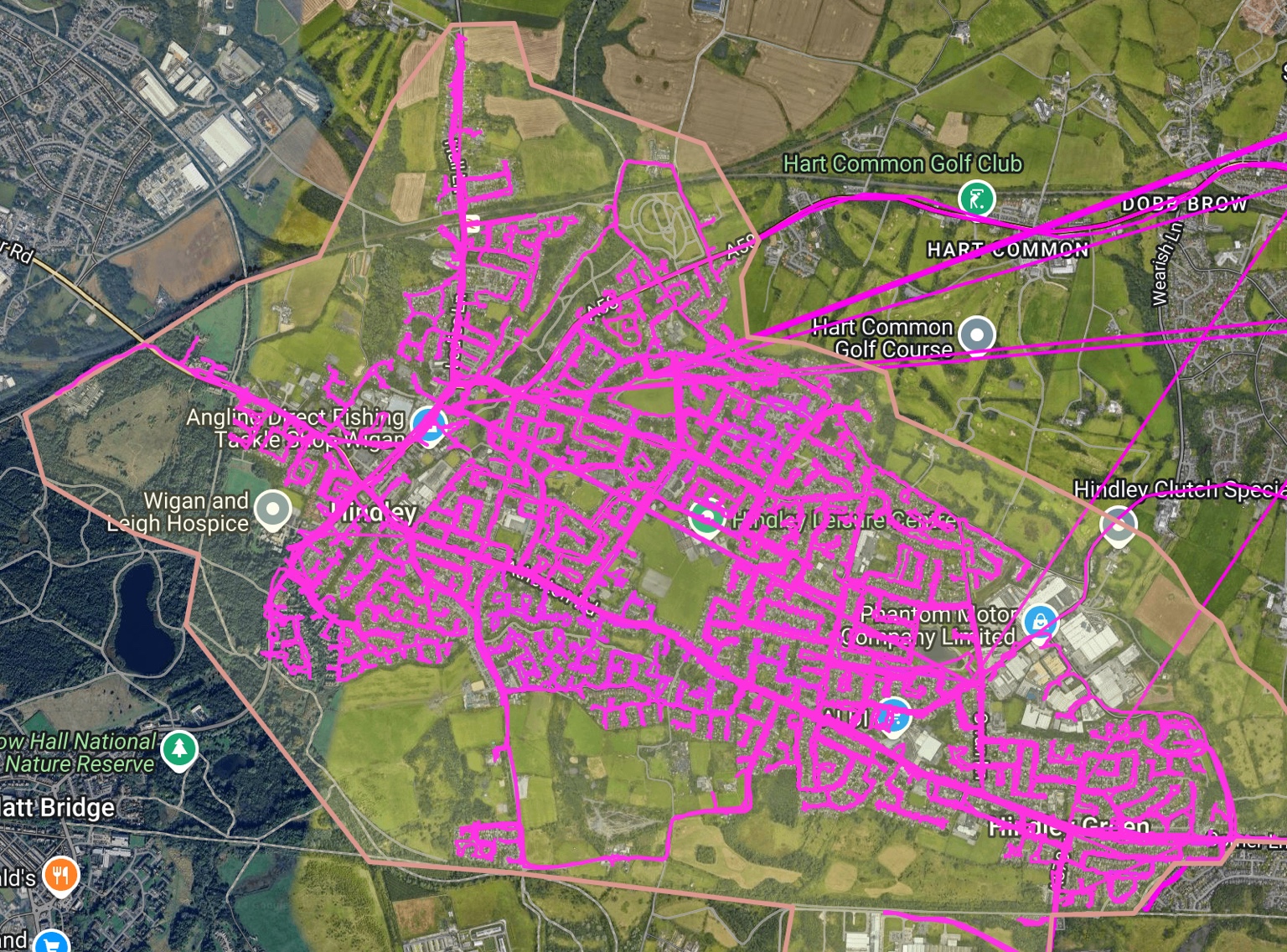 GPS route map showing recorded delivery routes across the agreed campaign boundary