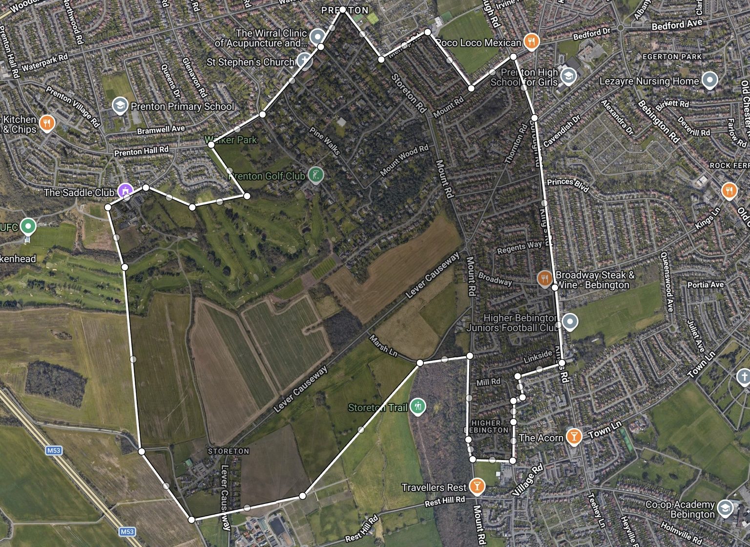 Specific boundary: The agreed streets and properties marked for delivery.